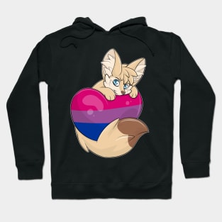 Bi Flag-Heart Fennec Fox Hoodie